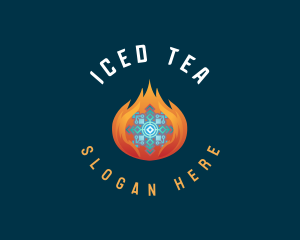 Snowflake Ice Fire logo design