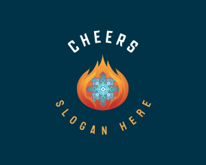 Temperature - Snowflake Ice Fire logo design