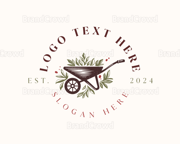 Floral Leaf Wheelbarrow Logo