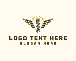 Gear - Winged Piston Mechanic logo design