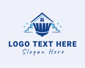 House - House Cleaning Broom logo design