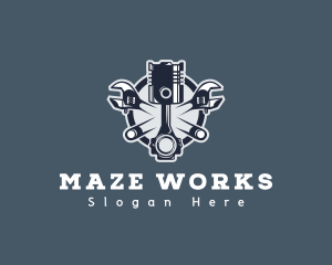 Mechanic Wrench Engine  logo design