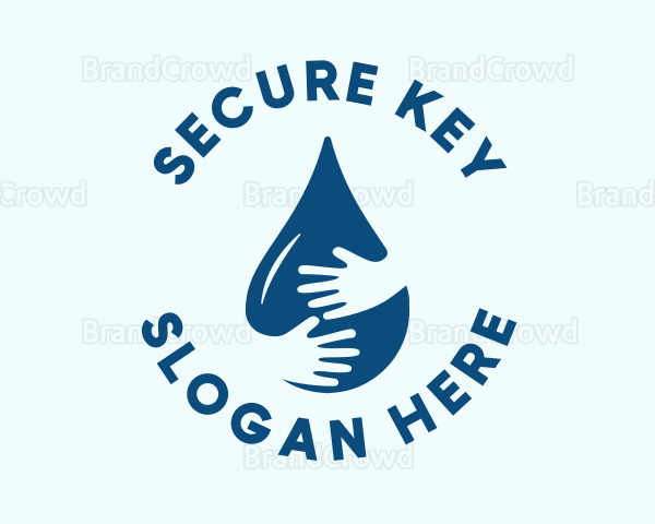 Hand Water Droplet Sanitation Logo