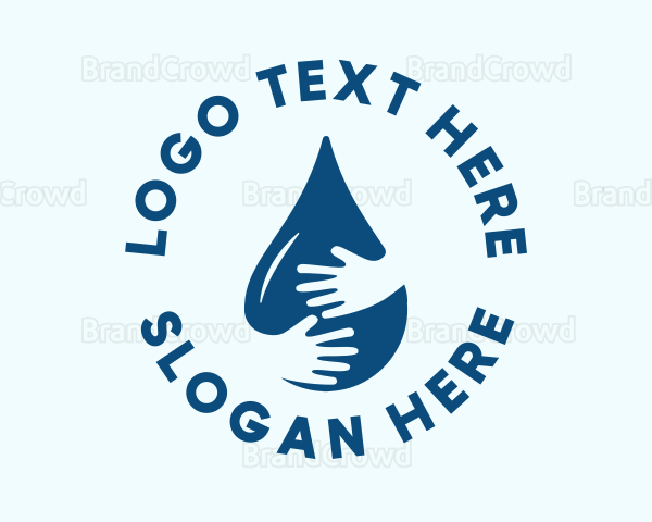 Hand Water Droplet Sanitation Logo