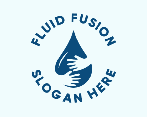 Hand Water Droplet Sanitation  logo design