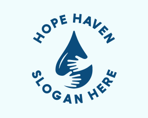 H2o - Hand Water Droplet Sanitation logo design