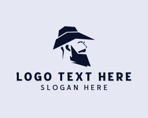 Brown Man - Hipster Beard Hat logo design