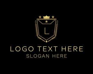 Coat Of Arms - Luxurious Crown Shield Academy logo design
