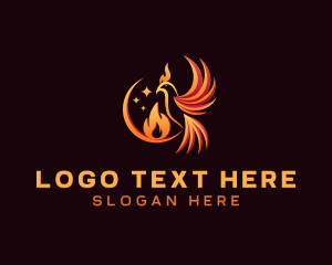 Wildlife - Flame Phoenix Bird logo design