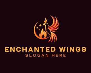 Flame Phoenix Bird logo design