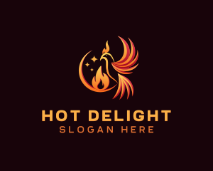 Flame Phoenix Bird logo design