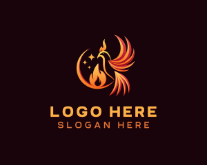 Gamer - Flame Phoenix Bird logo design
