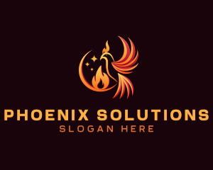 Flame Phoenix Bird logo design