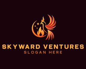 Flame Phoenix Bird logo design