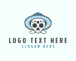 Character - Mexican Hat Skull logo design
