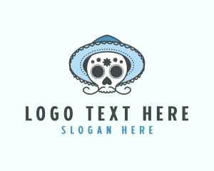 Calavera - Mexican Hat Skull logo design