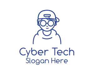 Hacker - Blue Boy Monoline logo design