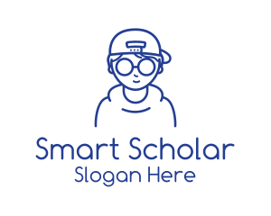 Student - Blue Boy Monoline logo design