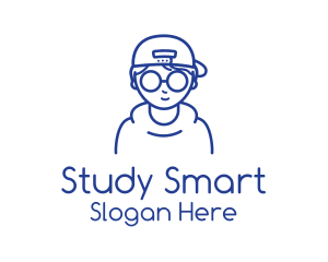 Student - Blue Boy Monoline logo design