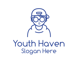 Teenager - Blue Boy Monoline logo design