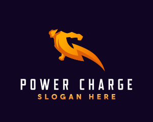 Power Lightning Human logo design