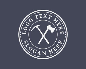 Logger - Pickaxe Mountain Climber Tools logo design
