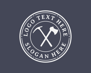 Axe Throwing - Pickaxe Mountain Climber Tools logo design