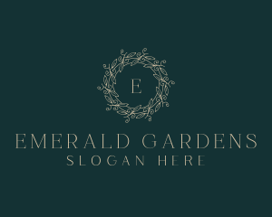 Organic Leaf Wreath  logo design