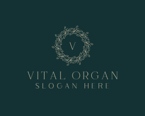 Organic Leaf Wreath  logo design