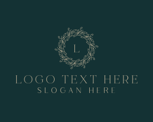 Interior Design - Organic Leaf Wreath logo design