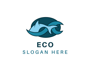 Water Park - Blue Ocean Fish logo design