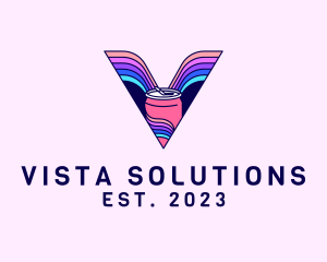 Colorful Soda Letter V logo design