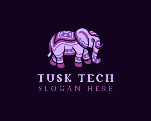 Tusk - Indian Elephant Animal logo design