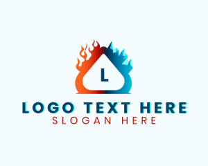 Ice - Cold Ice Heating Flame logo design