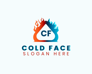 Cold Ice Heating Flame logo design