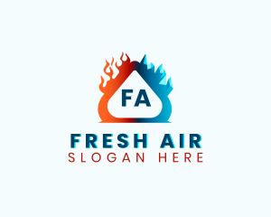 Cold Ice Heating Flame logo design