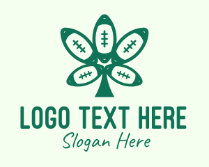 Sports - Green Football Cannabis logo design