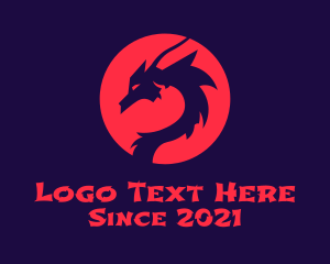 Mythical - Red Mythical Dragon logo design