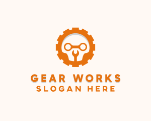 Skull Wrench Gear logo design