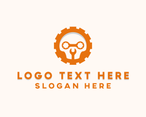 Mechanical - Skull Wrench Gear logo design