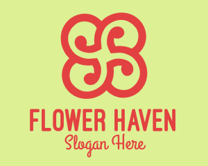 Red Flower Swirl logo design