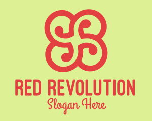 Red Flower Swirl logo design