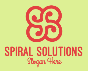 Red Flower Swirl logo design