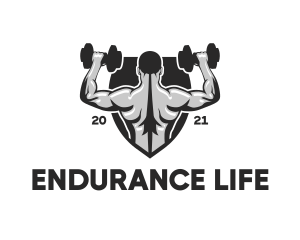 Endurance - Muscular Weight Lifter logo design