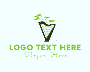 String - Organic Music Harp logo design
