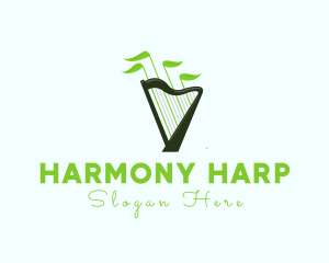 Harp - Organic Music Harp logo design