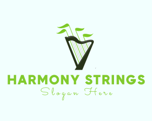 Organic Music Harp logo design