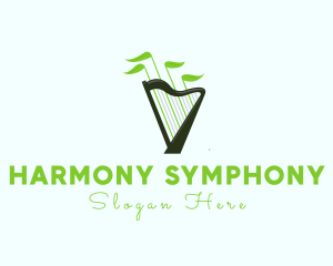 Organic Music Harp logo design