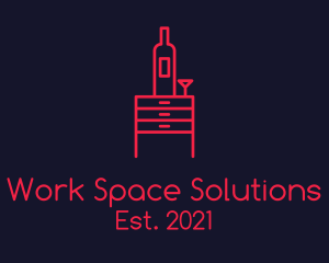 Desk - Wine Cabinet Room Service logo design