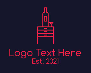Drinking - Wine Cabinet Room Service logo design